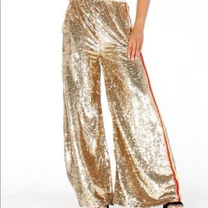 Gold Sequins Palazzo Pants